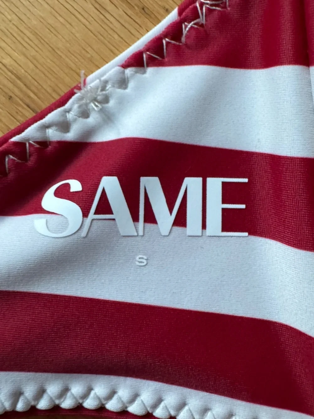 SAME Knotted Red & White Striped Bandeau Bikini in XS/Small